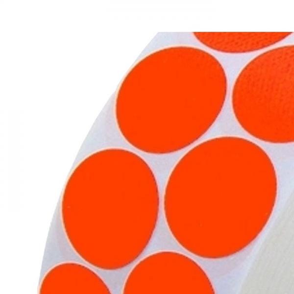 Fabric Adhesive dots, strong adhesive on one side, Ø 30mm, neon-orange